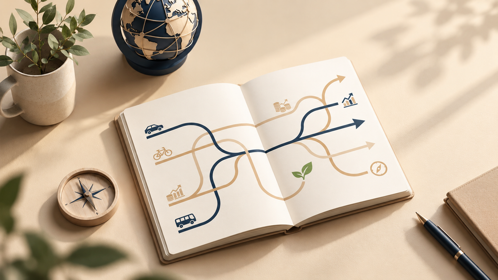 Illustratie van mobiliteitsadvies, routekeuzes en mobiliteitsstrategie